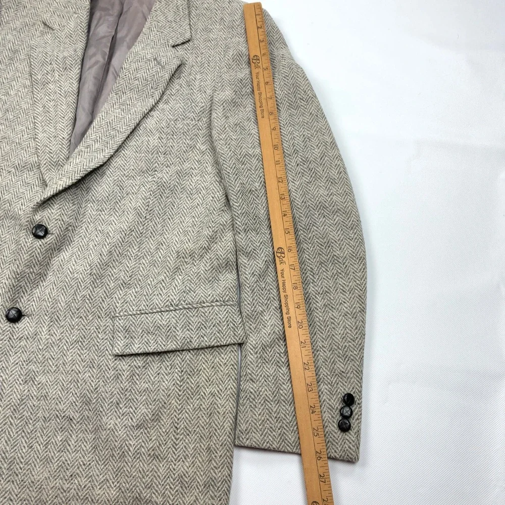 Harris Tweed for Moores Mens Gray Herringbone Wool Blazer Sport Coat 44R